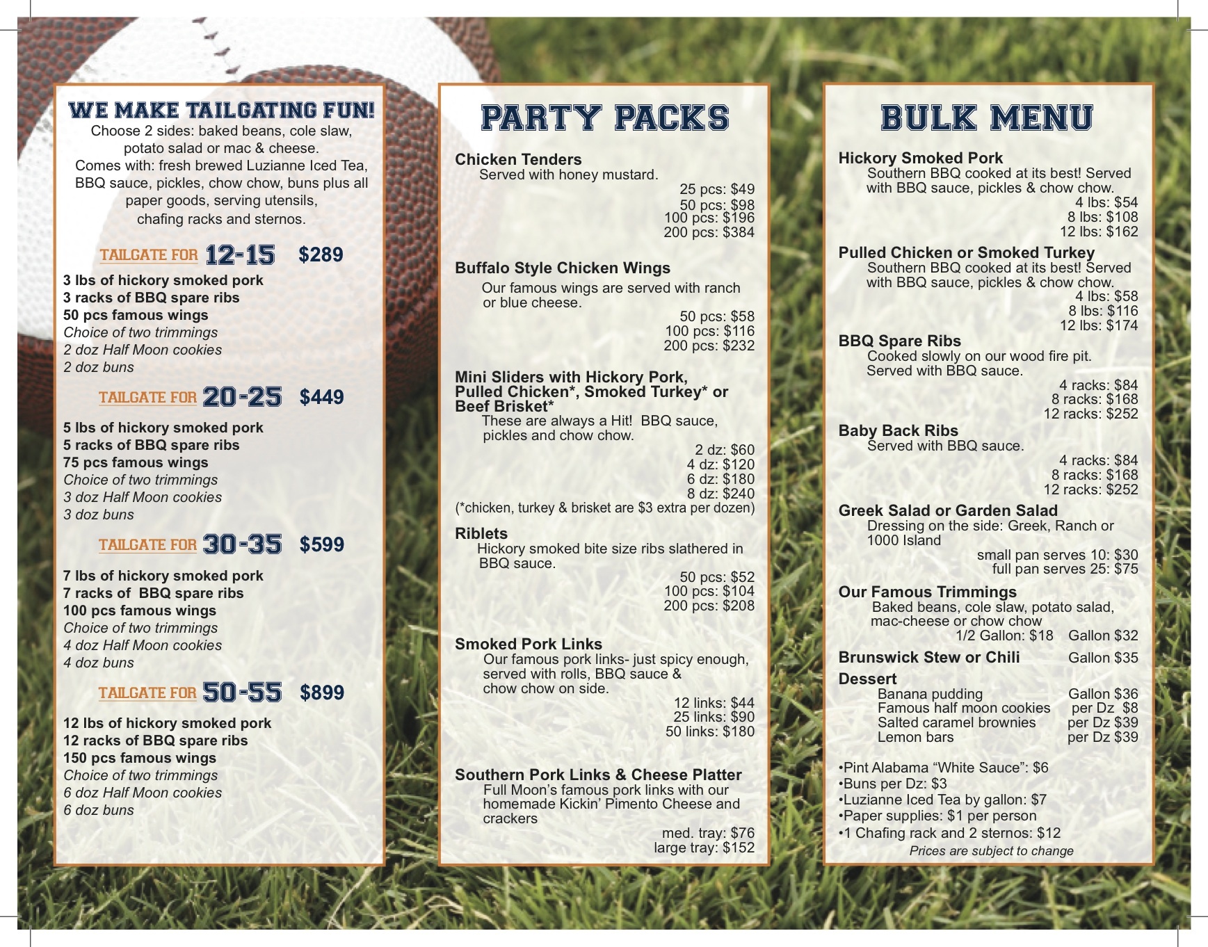 Auburn Tailgate Menu 2